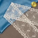 Кружево на сетке широкое 120 мм, цв.W0115 молочный, уп.13.7м, Kruzhevo