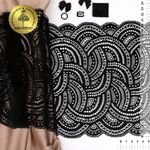 Кружево бельевое эластичное 210 мм / 3 м, 8033 цв.02 черный, Kruzhevo