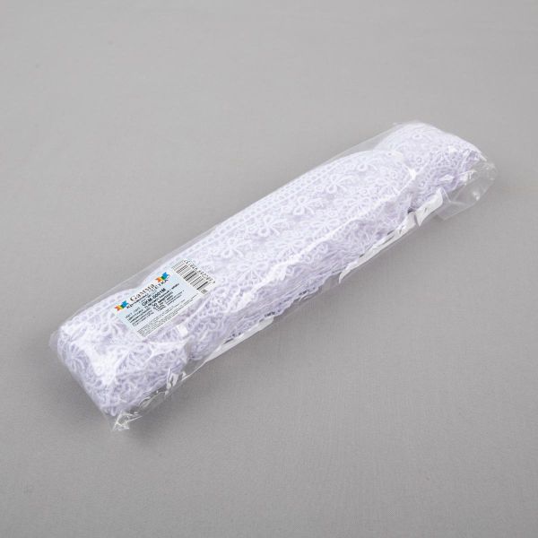 Кружево на сетке 50 мм / 10 м, белый, Gamma GKM-5001M, Gamma GKM-5001M