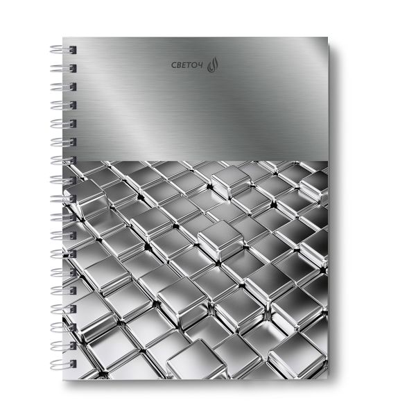 Тетрадь общая с твердой обложкой, глянцевая ламинация A5 80 л. на гребне 65 г/м², белизна 100% 4 шт клетка, 01564 Мозаика, Светоч Т215