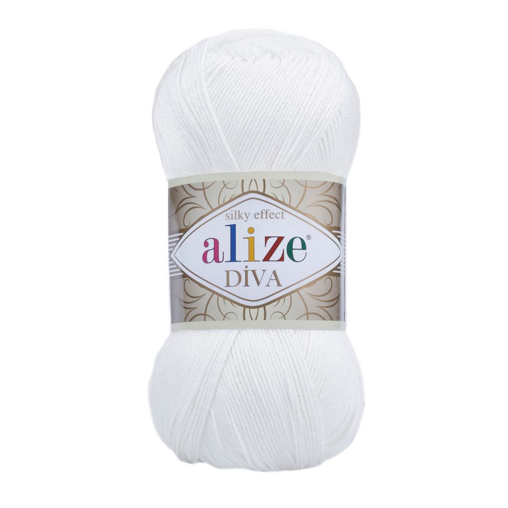 Пряжа Alize (Ализе) Diva / уп.5 мот. по 100 г, 350м, 055 белый A