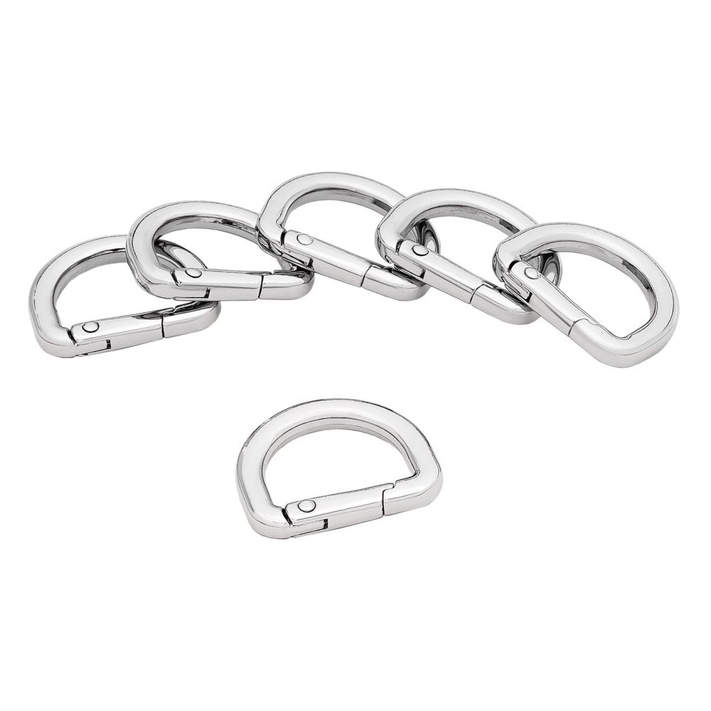 Карабин металл полукольцо 20 мм, серебро (никель), MB_2232, 6 шт