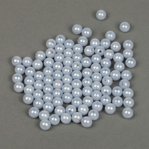 Бусины пластик (перламутр) ⌀10 мм, цв.светло-серый уп.500г (960 шт), Magic4Hobby