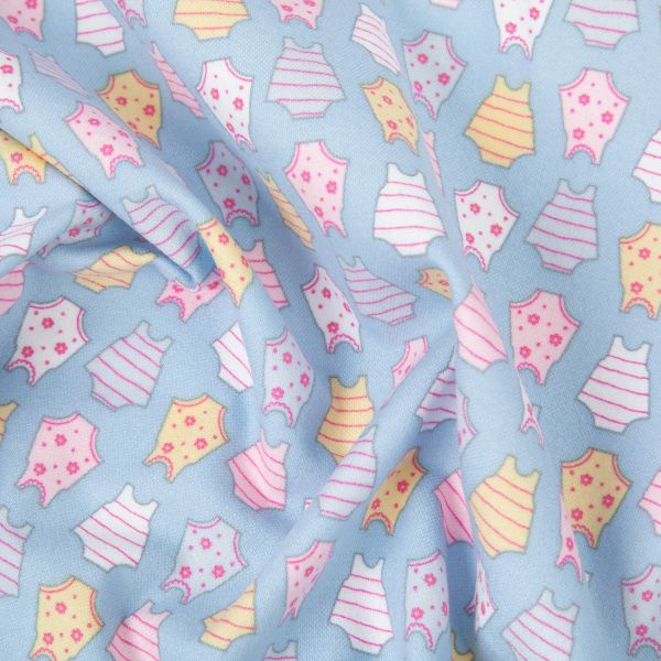 Ткань для пэчворка Peppy Молочные сны фланель, рулон 112 см / 5 метров, МС-04 голубой, Peppy