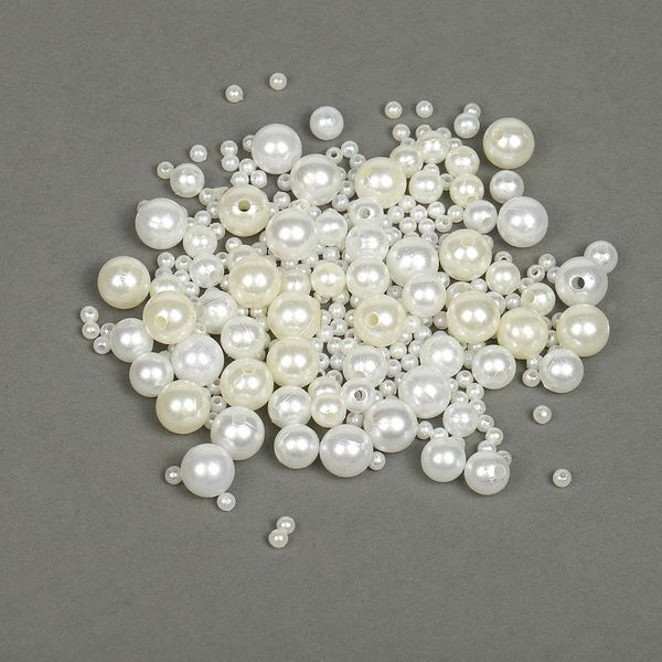 Бусины пластик набор круглые перламутр ассорти