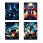 Тетрадь ученическая общая, выборочный УФ лак, A5 96 л. на гребне 65 г/м², белизна 100 %, 4 шт, клетка, 01190 МИКС - Время первых!, Светоч Т113