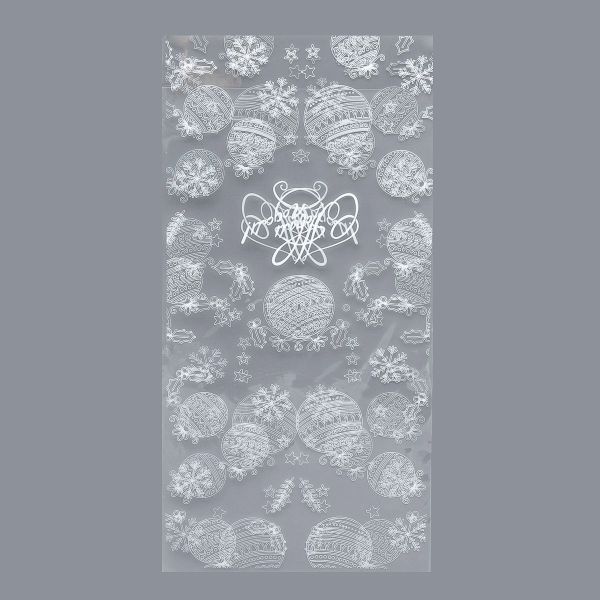 Пакет БОПП, с донной складкой, Новогодние шары 15х30см, 50 шт, 9673661