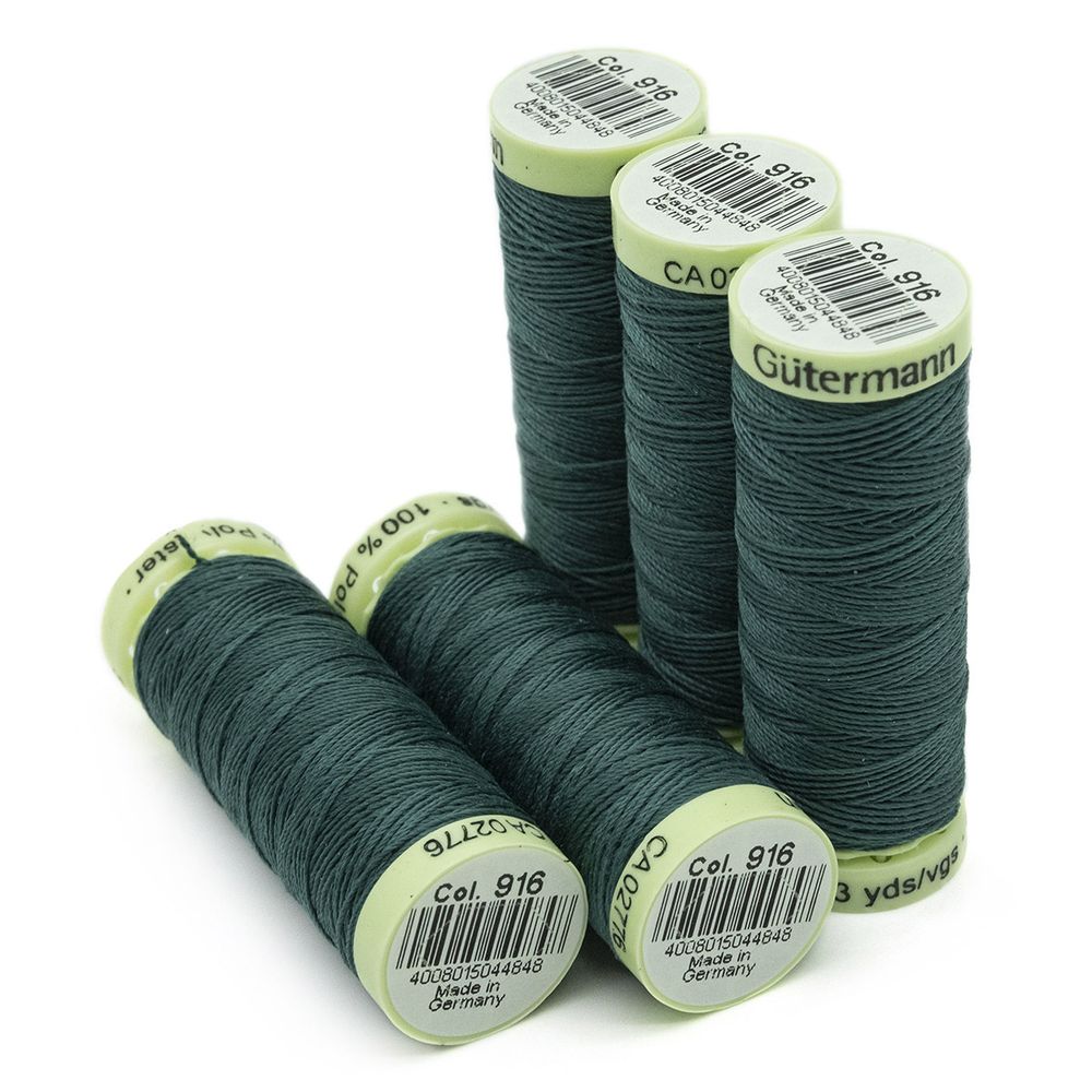 Нитки отделочные Gutermann Top Stitch, 30м, 916 галапагосский зеленый, 5 катушек