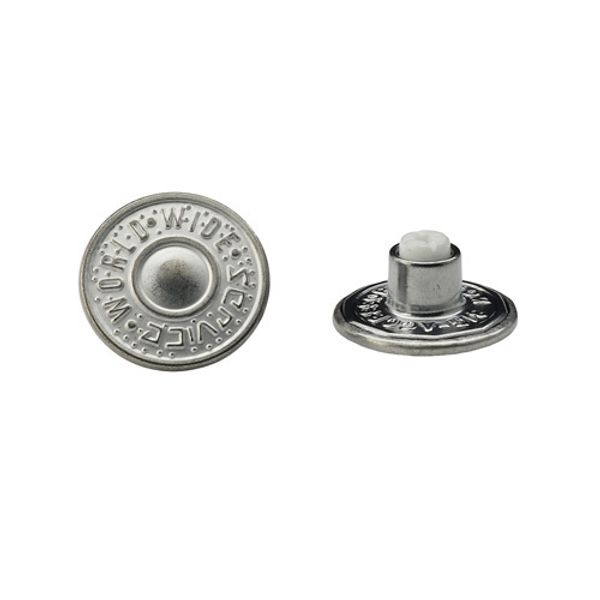 Пуговицы джинсовые ⌀17 мм, фиксированная ножка (БЕЗ ГВОЗДЯ), сер, 50 шт