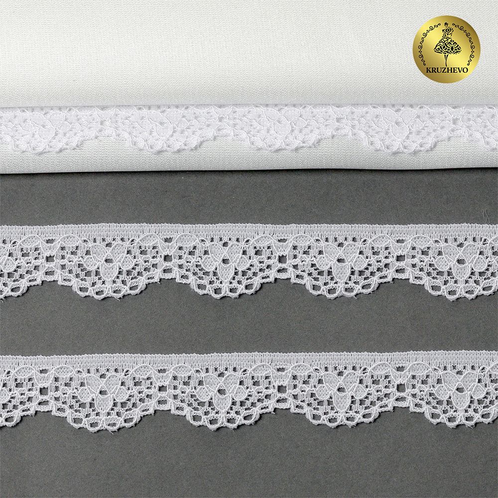 Кружево эластичное (стрейч) 15 мм, TBY.8031, 01 белый, 700м, Kruzhevo