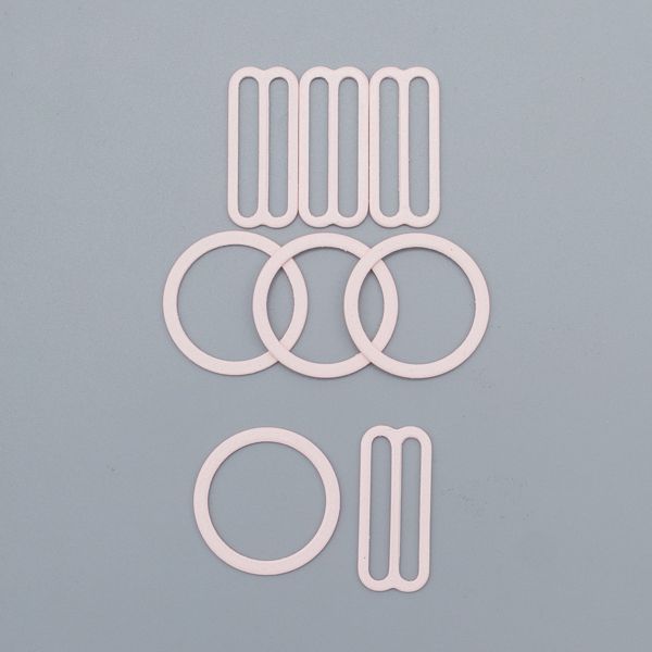 Набор фурнитуры для бюстгальтера металл (кольца ⌀19 мм + регуляторы 23 мм по 4 шт), роз. пудра, 28589