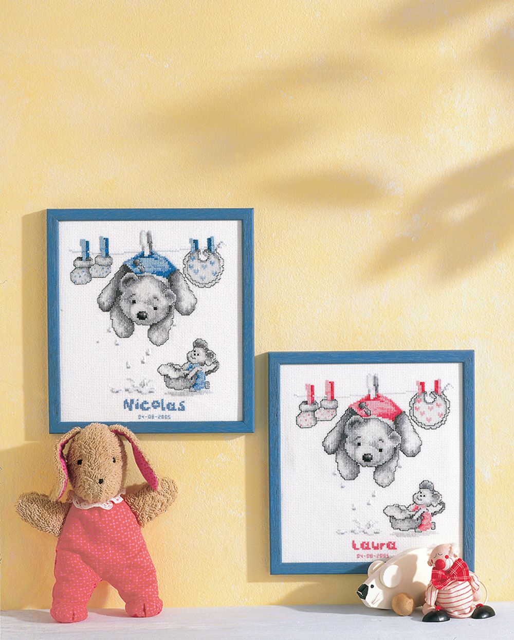 Набор для вышивания нитками Vervaco, С рождением сыночек и дочка