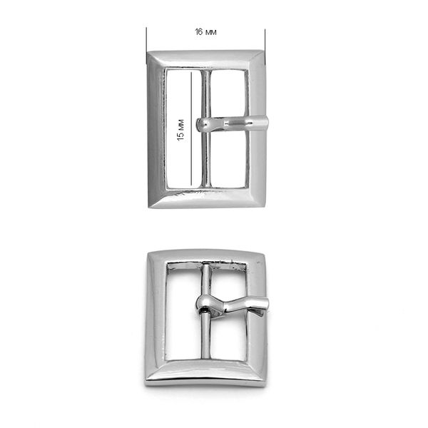 Пряжка ременная металл 15 мм (внешн. 16х21 мм), 20 шт, TBY.5443, цв. никель