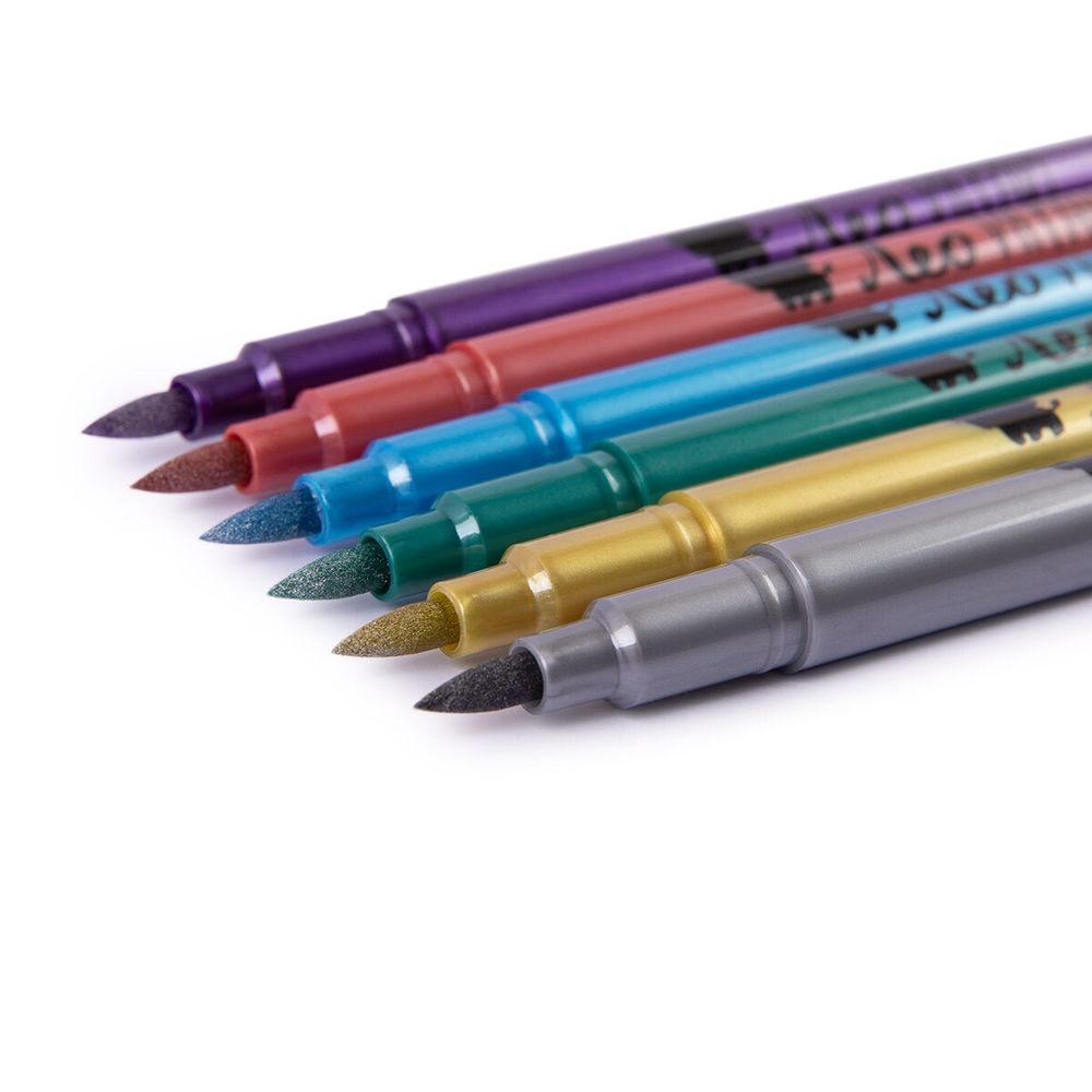 Набор маркеров METALLIC, 6 цв. 2 мм, перо-кисть, LMS-01, ассорти, Лео LMS-01