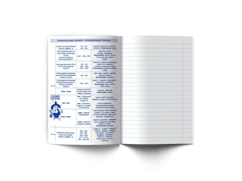 Тетрадь со справочным материалом Ковен тайных знаний, A5+ 48 л. на скобе 65 г/м², белизна 100%, 10 шт, линия, 00858 Русский язык, Светоч 48Т6