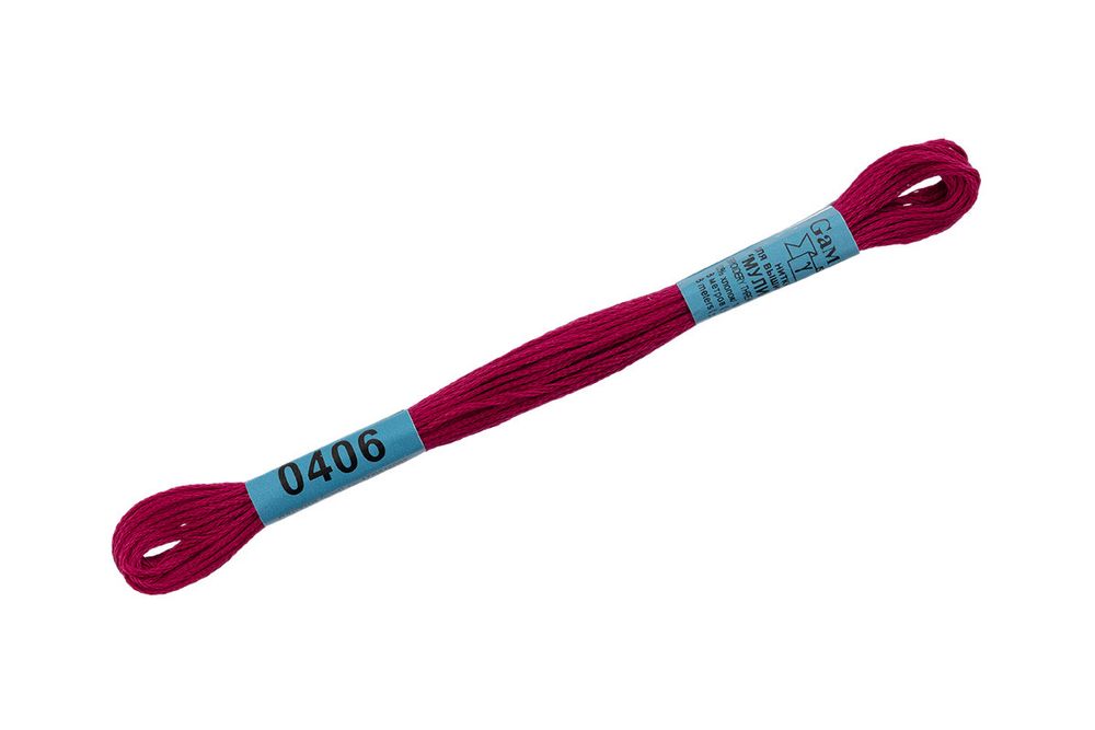 Мулине Gamma 100% хлопок, цв.0406 вишневый, 24 мотка по 8 метров