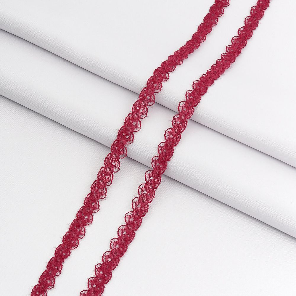 Кружево капроновое 14 мм / 30 метров, 140, 100% п/э, цв. вишневый, 26787