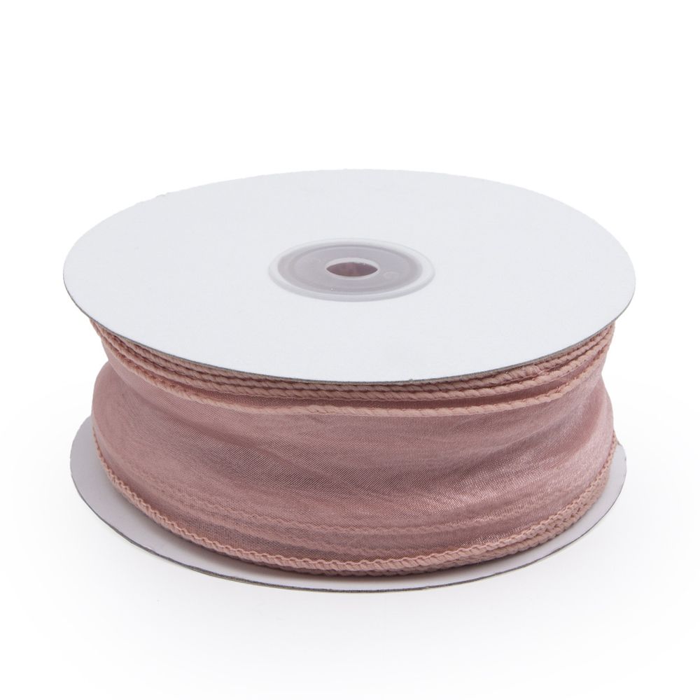 Лента декоративная с волнистым краем 38.0 мм / 18.29±1 метров, 100% органза, (23 темно-розовый)