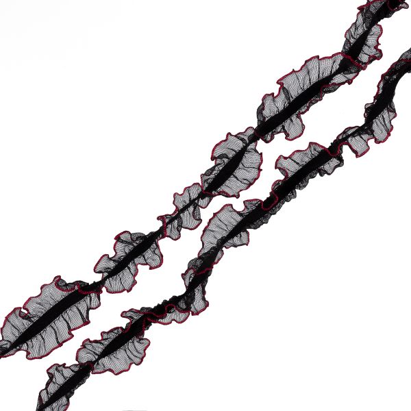 Резинка бельевая декоративная 18 мм / 25±0.5 метров, черный/красный, Blitz DT-07 /Распродажа/