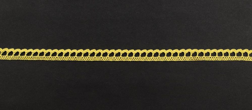 Кружево вязаное (тесьма) 9 мм, цв. желтый, R1096/029, Mauri Angelo, 20 м