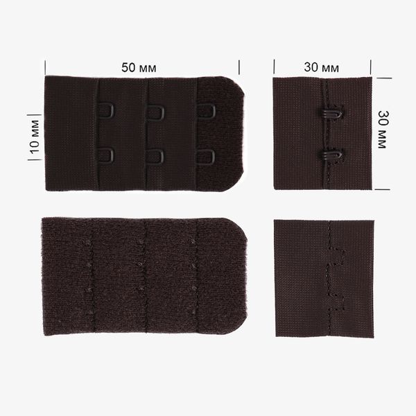 Застежки для бюстгальтера текстильные 3х2, 30 мм, 100 шт, F304 шоколадно-коричневый