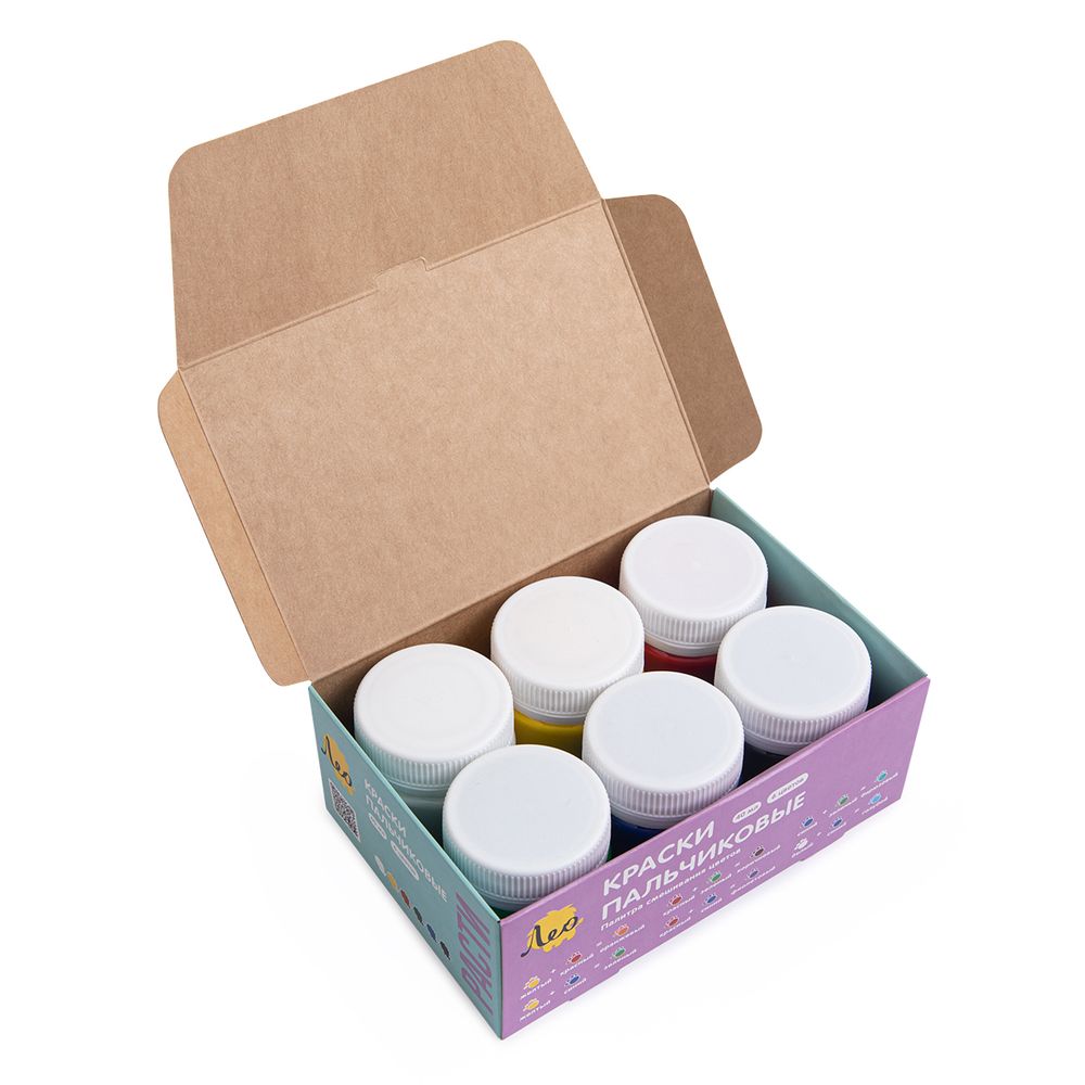 Краска пальчиковая Лео Расти набор 6 цв.х40 мл, Лео LGFP-0106