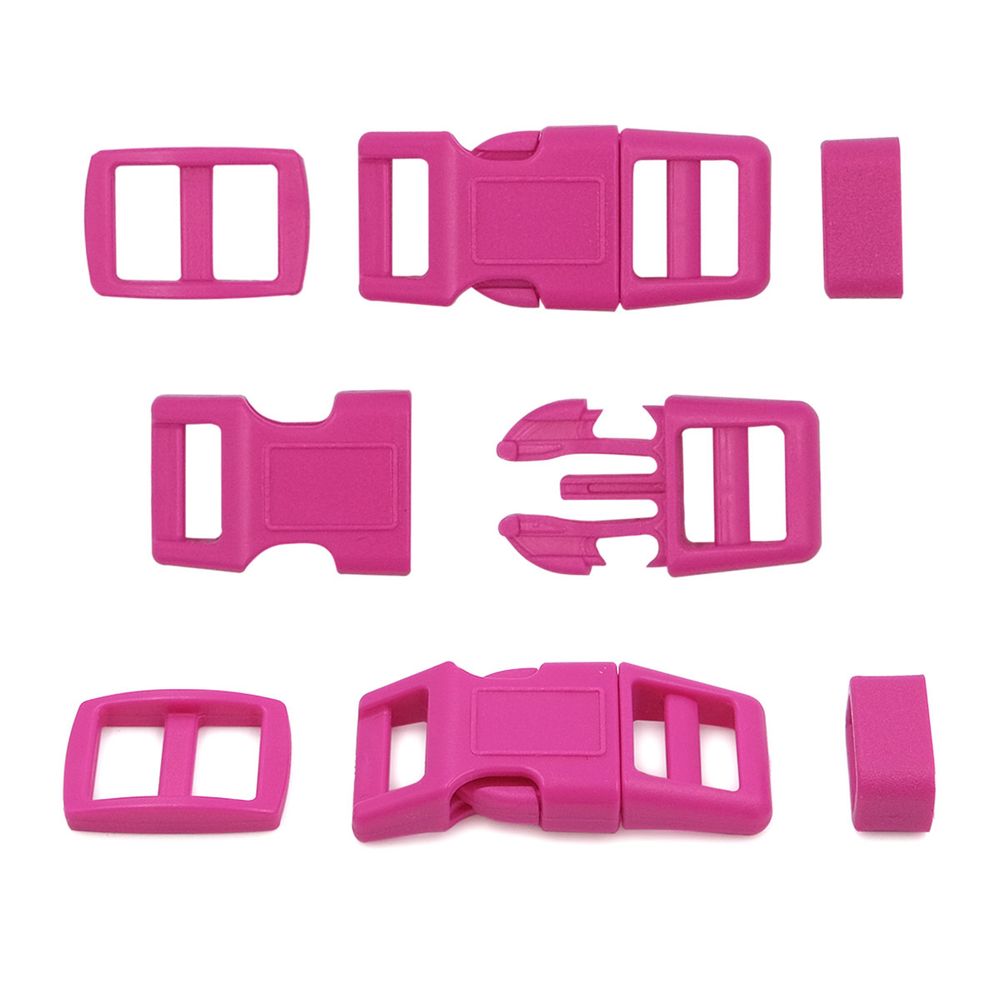 Фастекс (пряжка трезубец), рамка и рамка-регулятор 10мм, пластик, (2 компл.) Hobby&amp;Pro, розовый, A03001037-10