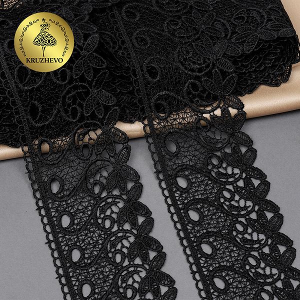 Кружево гипюр (плетёное) 70 мм, диз. 110, цв.05 черный, уп. 9 м, Kruzhevo