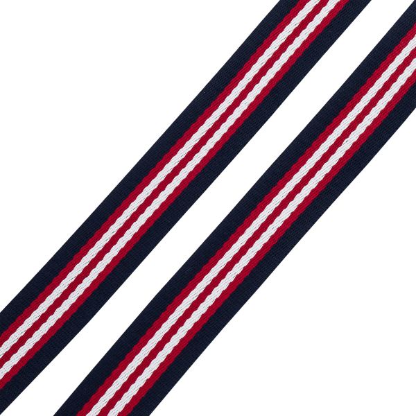 Стропа (ременная лента) 30 мм / 3 метра, [25 г/пог.м], с принтом 2-сторонняя, 1253 красный/белый/синий, 3Al361