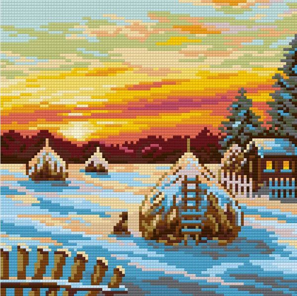 Алмазная (кристальная) мозаика Фрея, Поздний вечер, 24х24 см