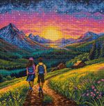 Кристальная (алмазная) мозаика Фрея ALPD-303, на подрамнике, Прогулка в горах, 40х40 см