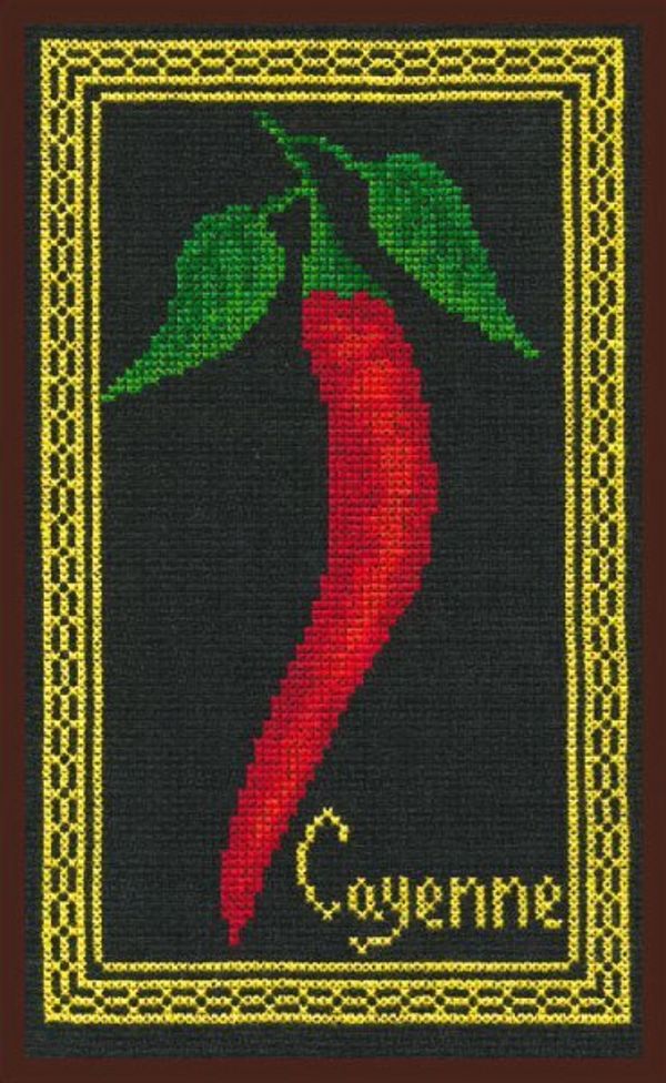 Набор для вышивания нитками Палитра, Кайенский перчик на черном 14х22 см