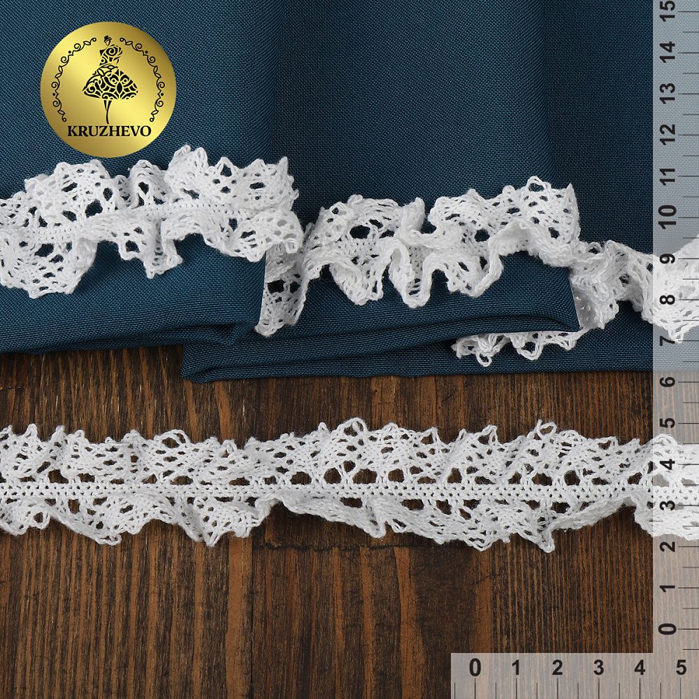 Кружево вязаное (тесьма) 30 мм / 10 метров, на резинке, цв.02 белый, Kruzhevo