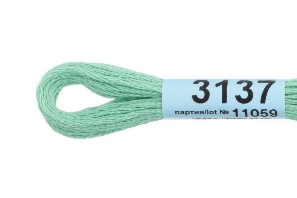 Мулине Gamma 100% хлопок, цв.3137 св.св.бирюзовый, 24 мотка по 8 метров