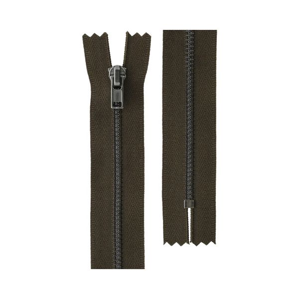 Молния металл Т3 (3 мм) 1 зам., н/раз., 18 см, черн.никель, 316 коричнев.хаки, ZIP 3B Gamma, 10 шт