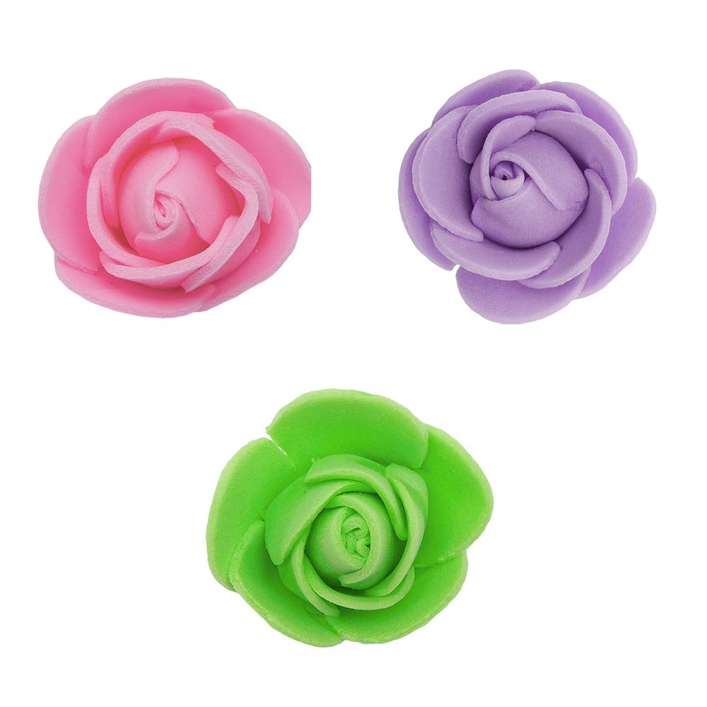 Цветочек-розочка из фоамирана 38 мм, микс №16, 3 цвета, 30 шт