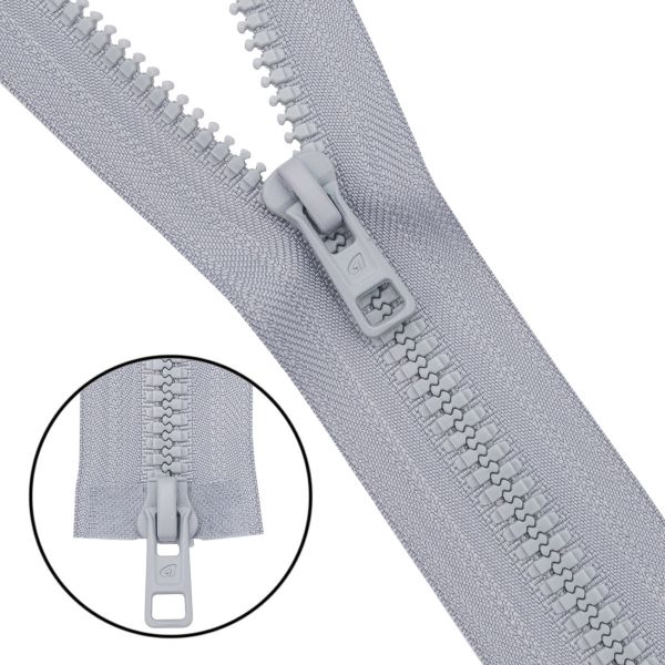 Молния трактор Arta Т6 (6 мм) 2 зам., разъем., 80 см, (2077), A361 св.серый, НОВЫЙ МАТОВЫЙ ЗАМОК, уп.50 штук