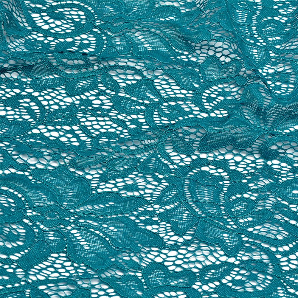 Ткань кружевная (гипюр) с кордом диз.3036 шир.150 см, 130 г/м², цв.908 морская волна уп.22,86м