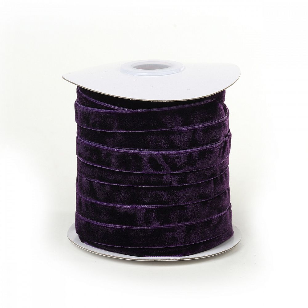 Лента бархатная (тесьма) 10.0 мм / 22.86±1 метров, арт.10VR59 нейлон цв.т.фиолетовый