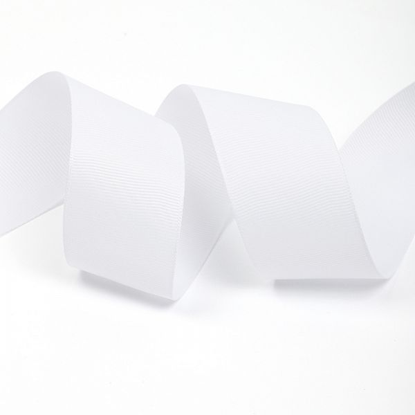 Лента репсовая (в рубчик) 38.0 мм, 029 белый, уп. 27,4м