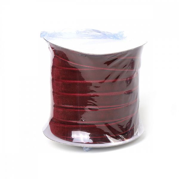 Лента бархатная (тесьма) 10.0 мм / 22.86±1 метров, арт.10VR44 нейлон цв.бордо