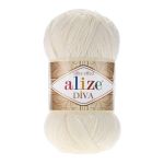 Пряжа Alize (Ализе) Diva / уп.5 мот. по 100 г, 350м, 062 молочный A