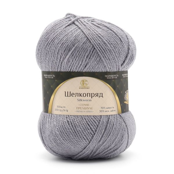 Пряжа Камтекс Шелкопряд / уп.5 мот. по 100 г, 300 м, 169 серый