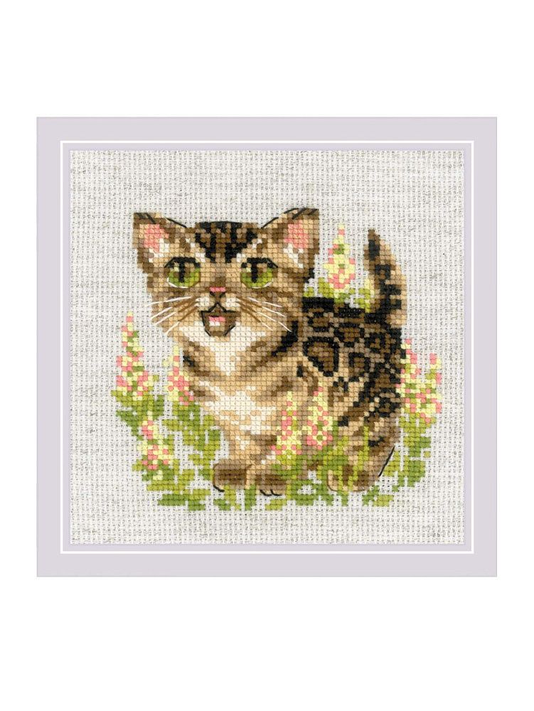 Набор для вышивания нитками Риолис, Бенгальский котёнок 15х15 см