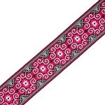 Лента (тесьма) жаккардовая 50.0 мм / 7 метров, черный/малиновый, 2182