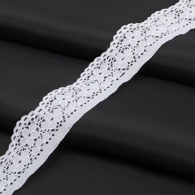 Кружево эластичное (стрейч) 25 мм / 50 метров, отбеленный, К009.025
