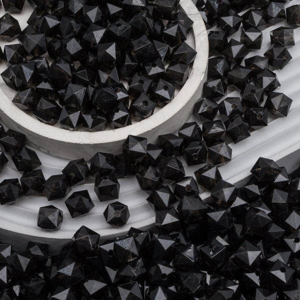 Бусины акрил ⌀10 мм, прозрач. в цвете, граненый куб, 500 г, Astra&Craft (671 серый)