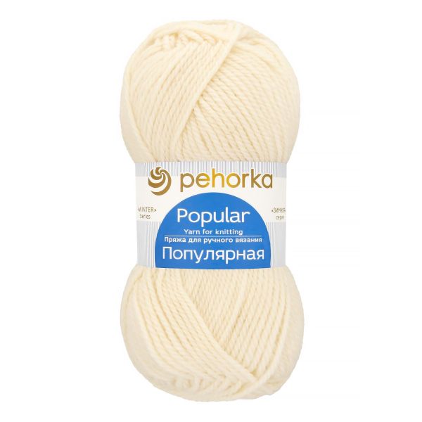Пряжа Пехорка Популярная / уп.10 мот. по 100 г, 133 м, цв.001 белый
