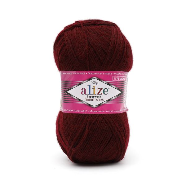 Пряжа Alize (Ализе) Superwash Comfort Socks / уп.5 мот. по 100 г, 420м, 578 бордовый