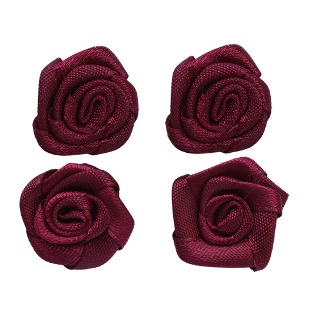 Цветочки пришивные 1,9 см, 4 шт, 275 бордо